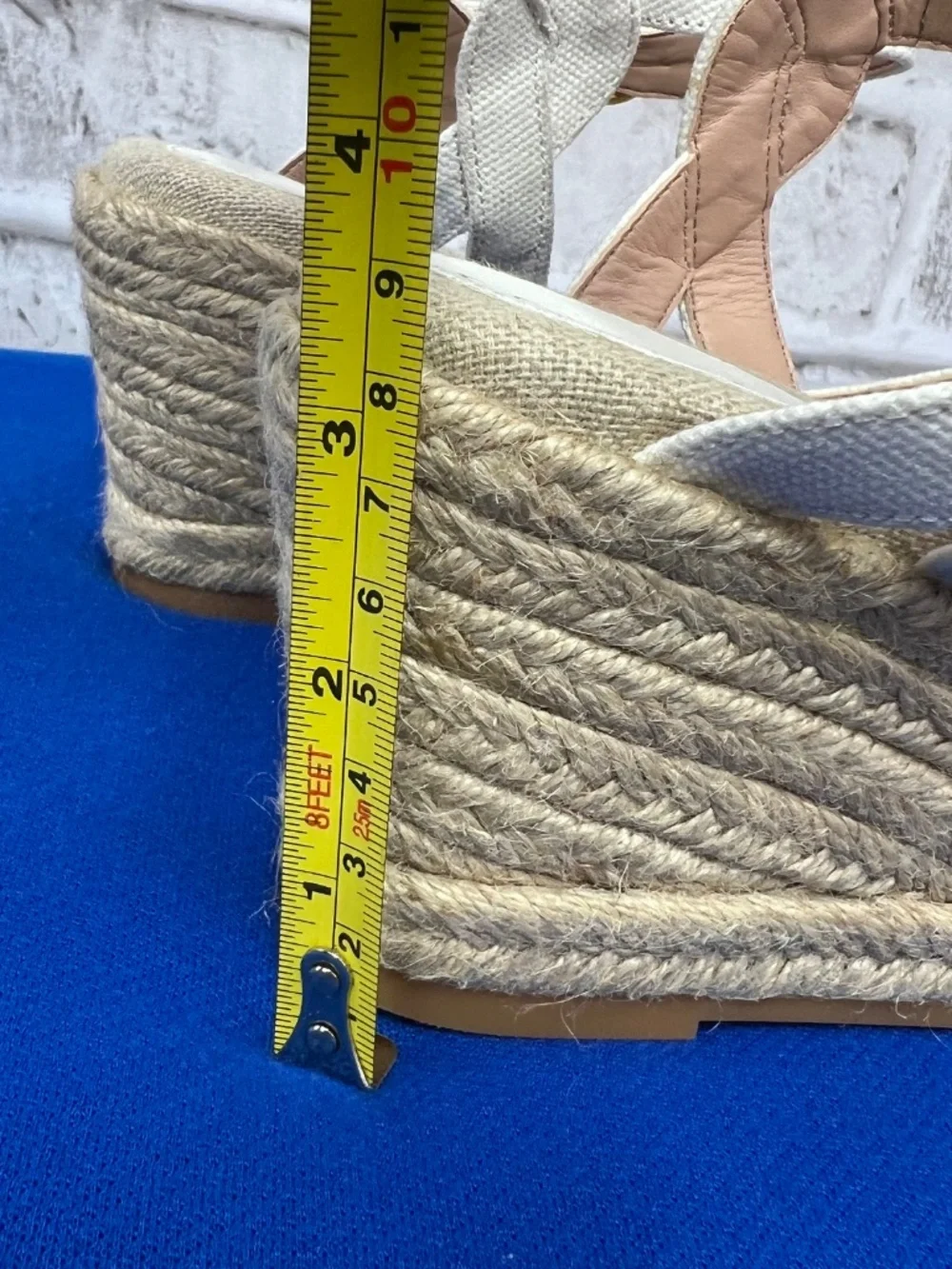 COLE HAAN • Canvas Espadrille Wedge Sandals Ivory Natural Size 10B